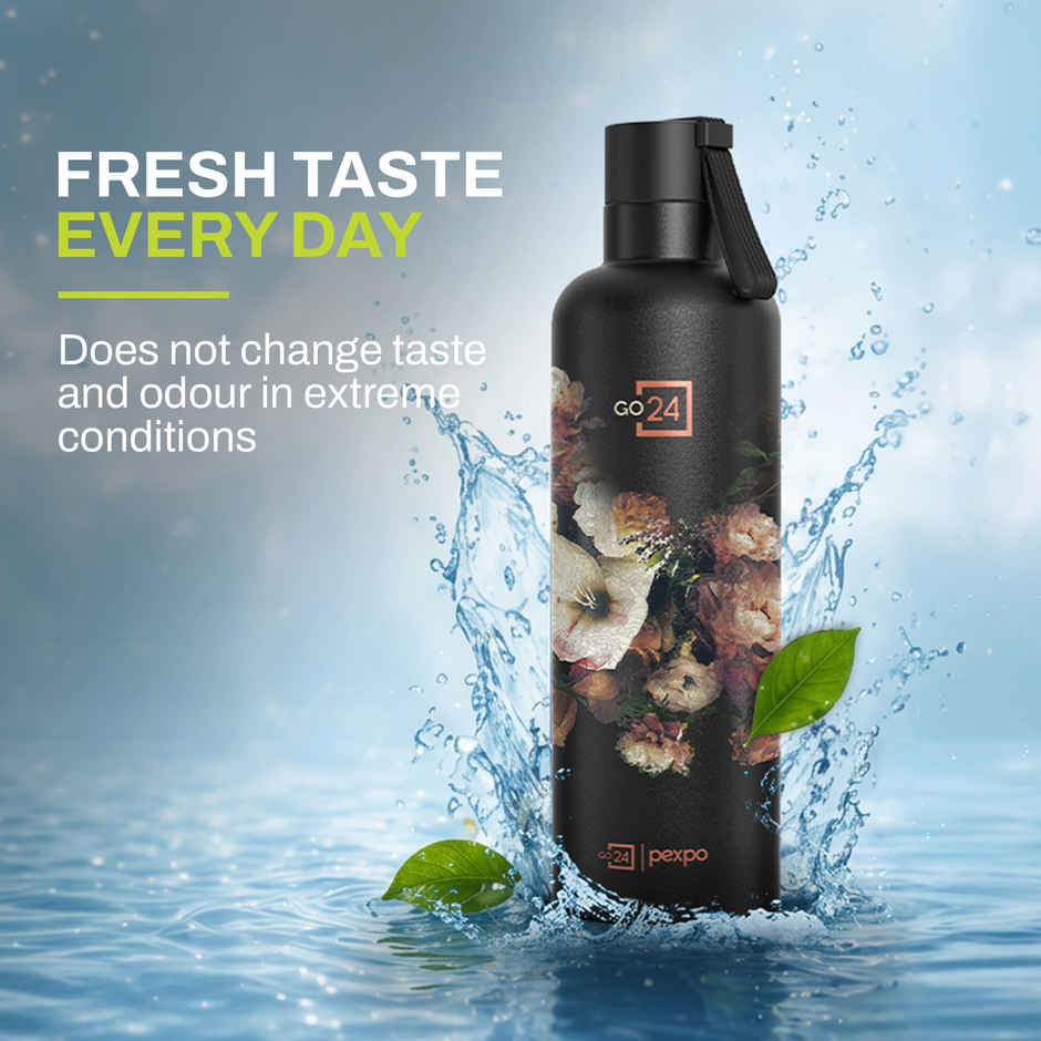 Pexpo 24 Hrs Hot & Cold Isi Certified Oslo With Printed Design Vacuum Insulated Bottle 750 ml Flask