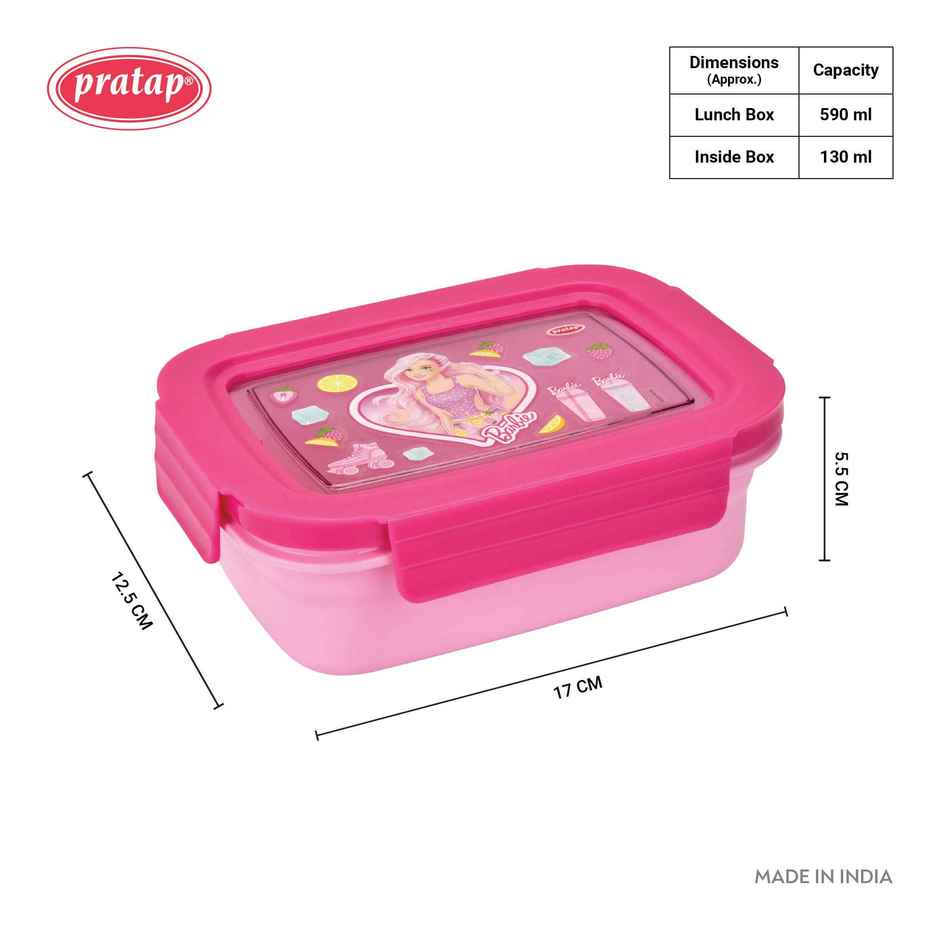 Barbie Yummy 590 Kids Lunch Box Airtight | Leak Proof , BPA Free | PRATAP