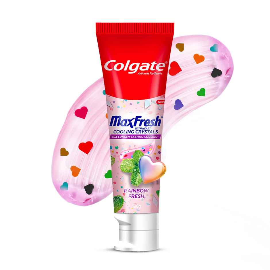 Colgate MaxFresh Rainbow Fresh Gel Toothpaste with Heart Shaped Crystals, Triple Mint Flavour