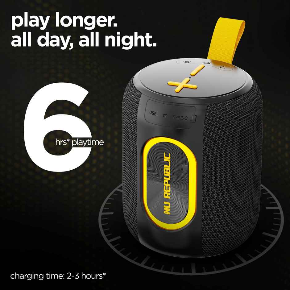 Nu Republic Sonicpop 2000 Wireless Speaker | 14 Hr Playtime | 66 mm Drivers | RGB Lights | Black