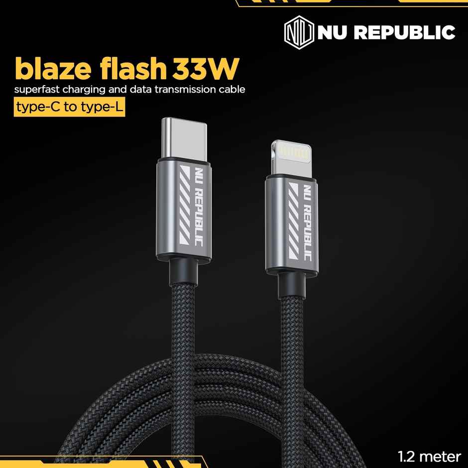 Nu Republic Blaze Flash 33W 1.25m Type C to Lightning Cable (Grey) -1 unit