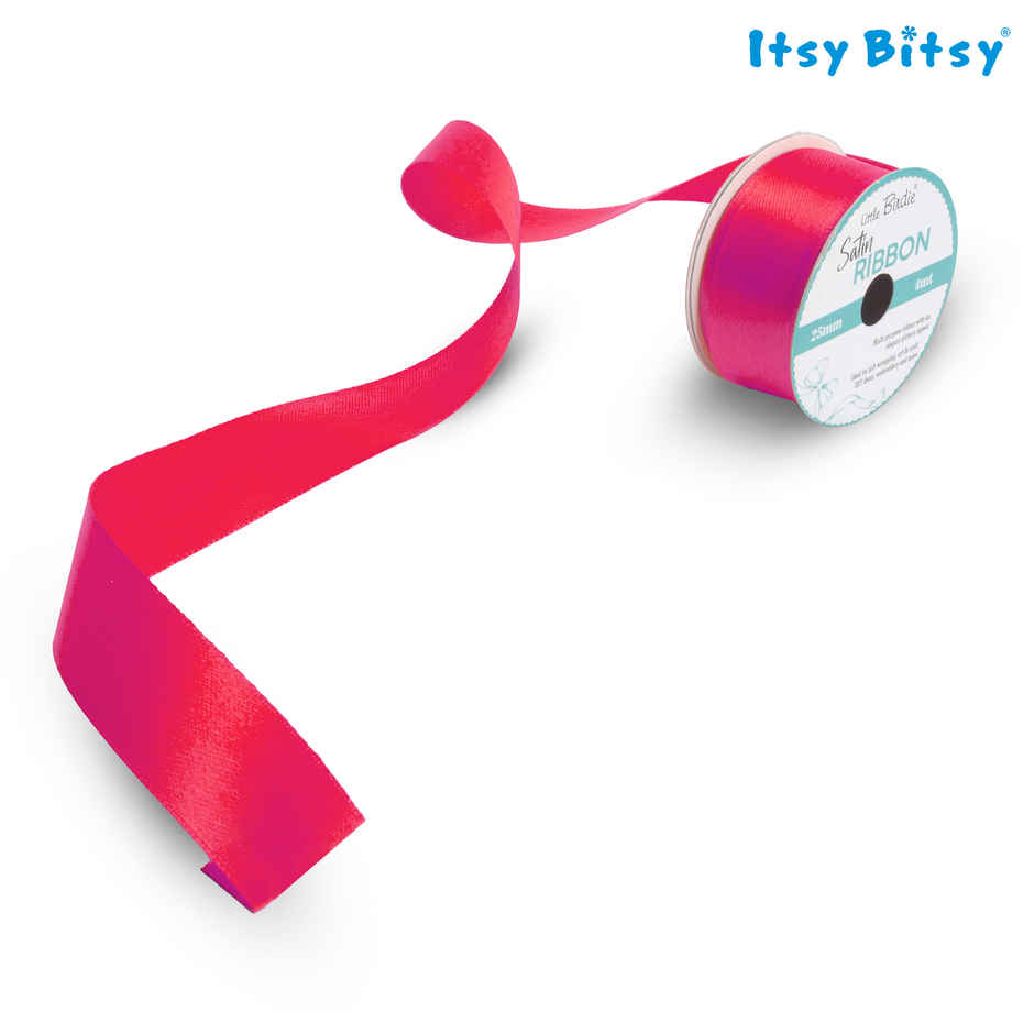 Itsy Bitsy Satin Ribbon | 25 mm | Hot Pink | 4 m | 1 Roll | LB
