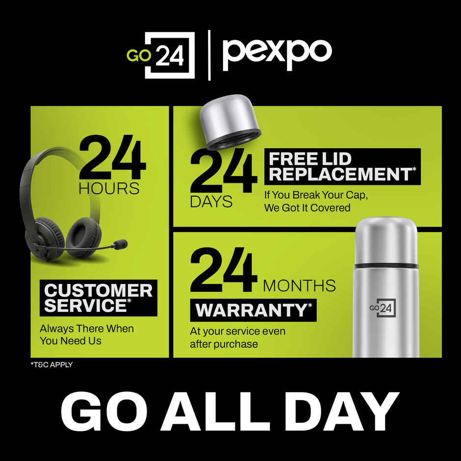 Go24 | Pexpo Thermosteel Flip Lid Flask Flamingo | 1 L | Silver
