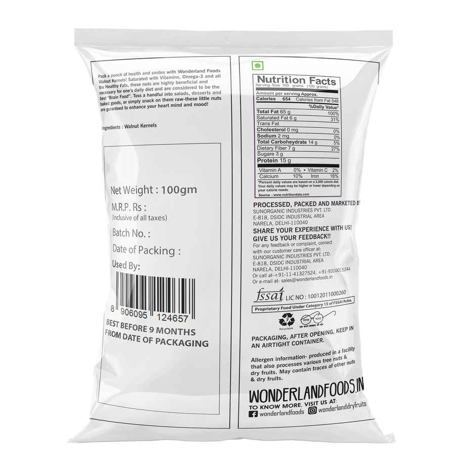 Wonderland Foods Vrat California Walnut Kernels | Akhrot Giri
