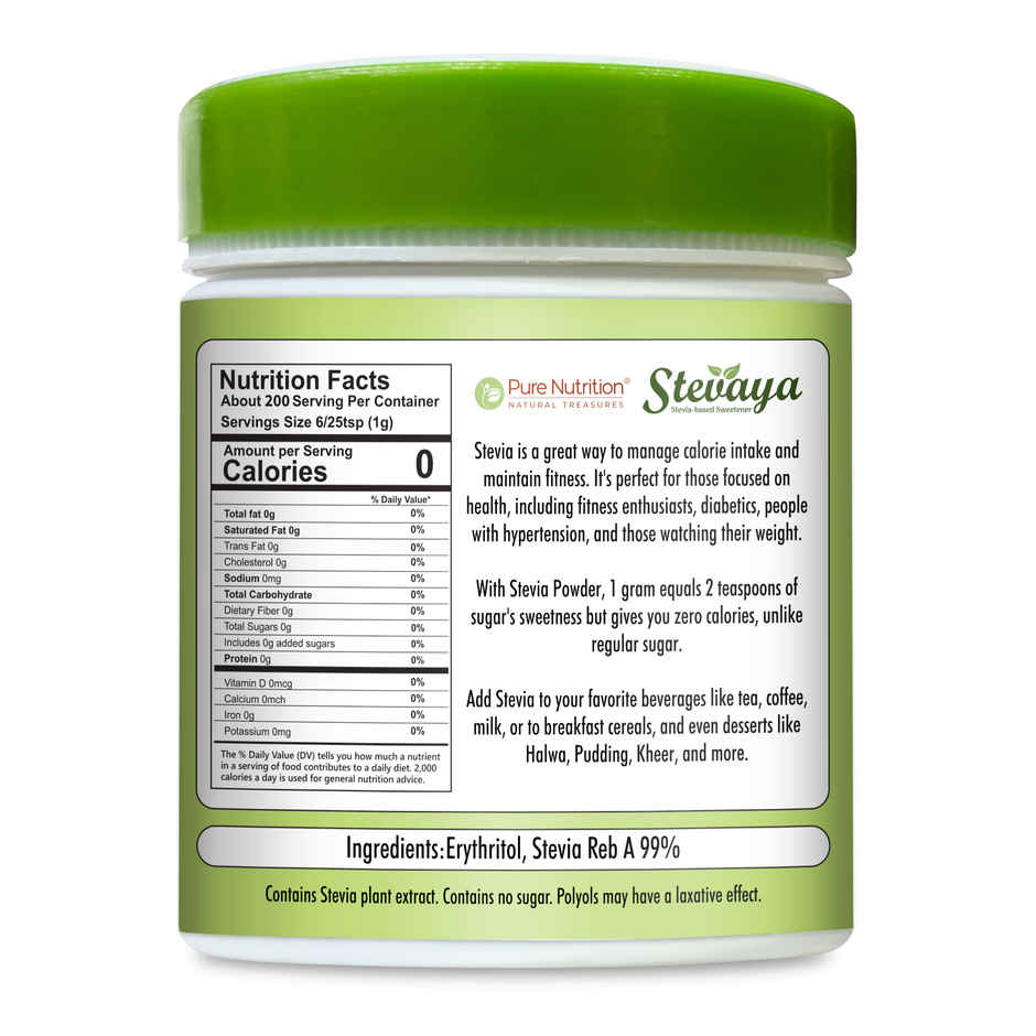 Pure Nutrition Stevaya Stevia Sweetener powder| Sugar Free, Zero Calorie