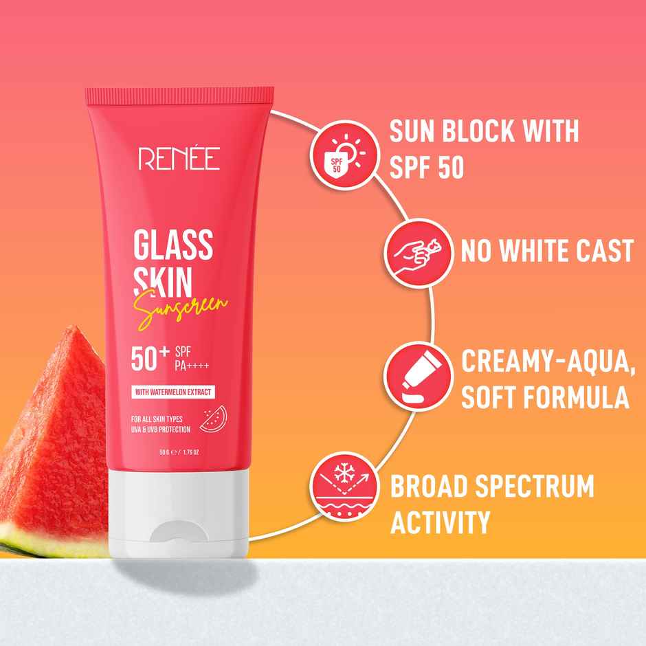 Renee Glass Skin Gel Sunscreen SPF 50 | UVA & UVB Protection, Zero White Cast