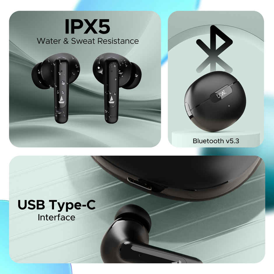 boAt Airdopes 161 ANC TWS Earbuds, Active Noise Cancellation(32dB),50HRS Playback & ASAP Charge Bluetooth -  Black