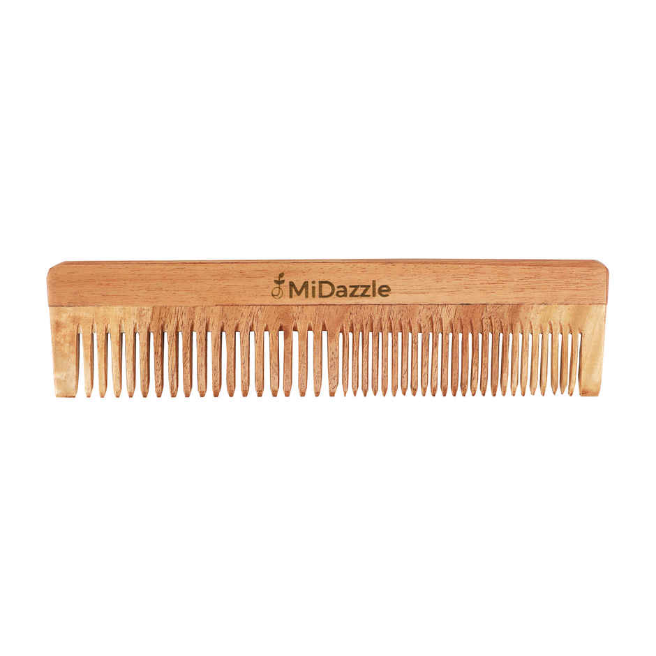 Midazzle Organic Kacchi Neem Wooden Grooming Comb 2in1 | MINC2105