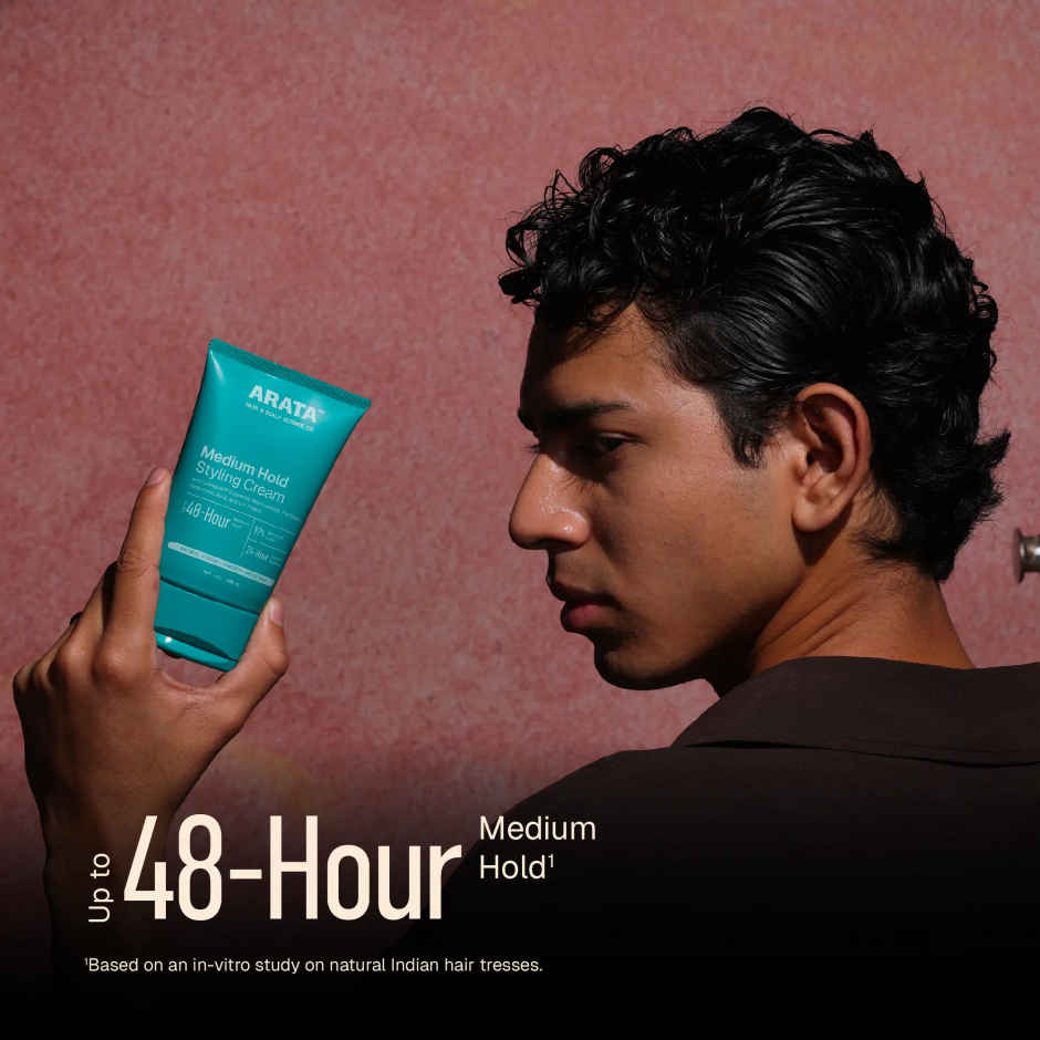 Arata Medium Hold Styling Cream with Hyaluronic Acid for Moisturisation & Natural Finish