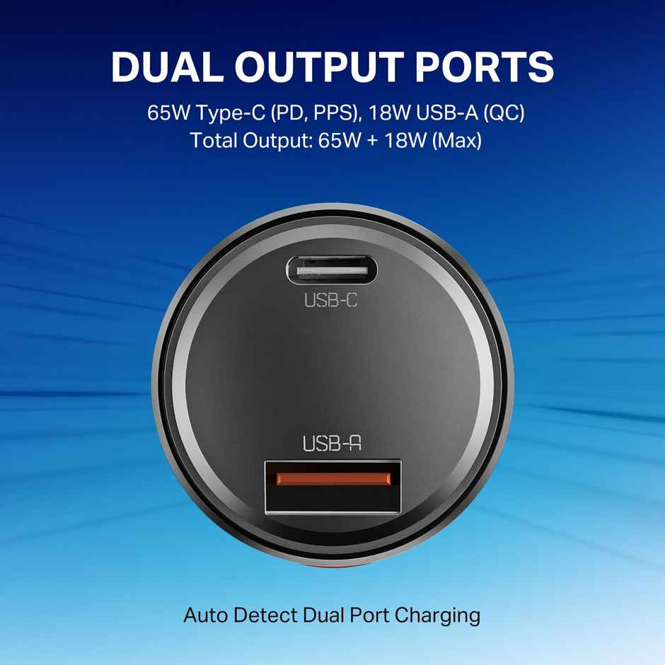 boAt 83W Car Charger | Dual Port Fast Charging | 65W Type C PD | 20W USB | Carbon Black