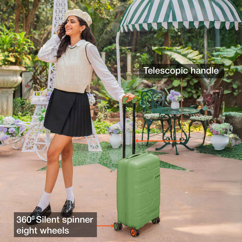 Nasher Miles Paris Cabin Hard Sided Polypropylene 20 Inch|55 cm Trolley Bag - Avacado Green