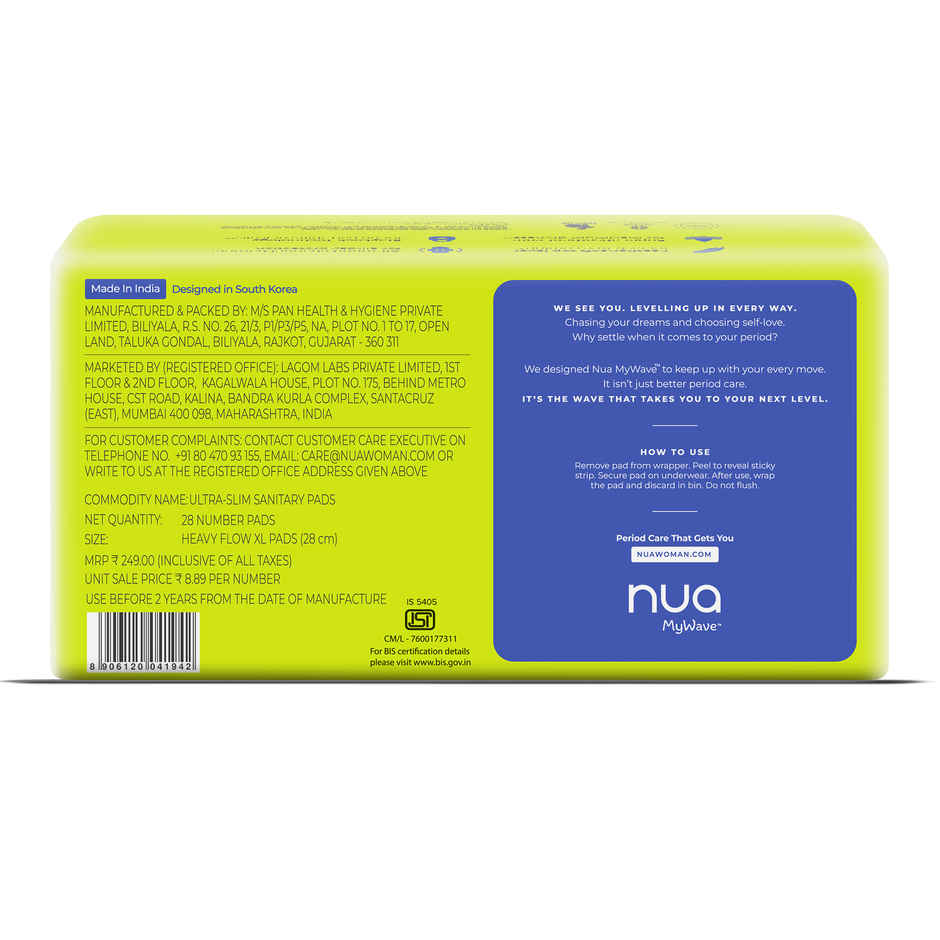 Nua MyWave Sanitary Pads | XL - 280mm