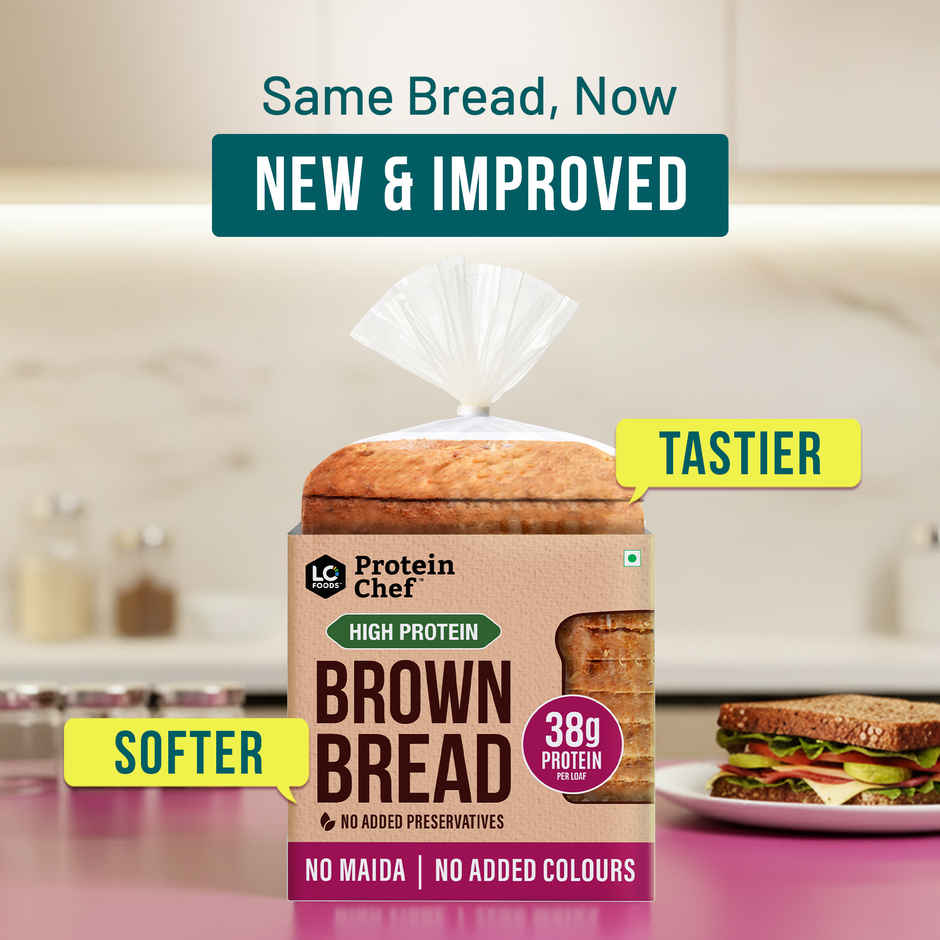 Protein Chef High Protein Brown Bread (38g Protein Zero Maida Wheat / No Color / Atta Bread)