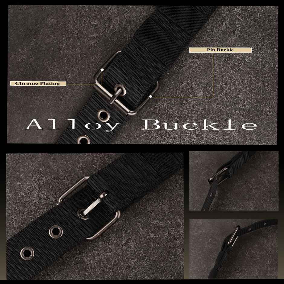 Zoro Men's Solid Woven Fabric Belt | Black - Free Size