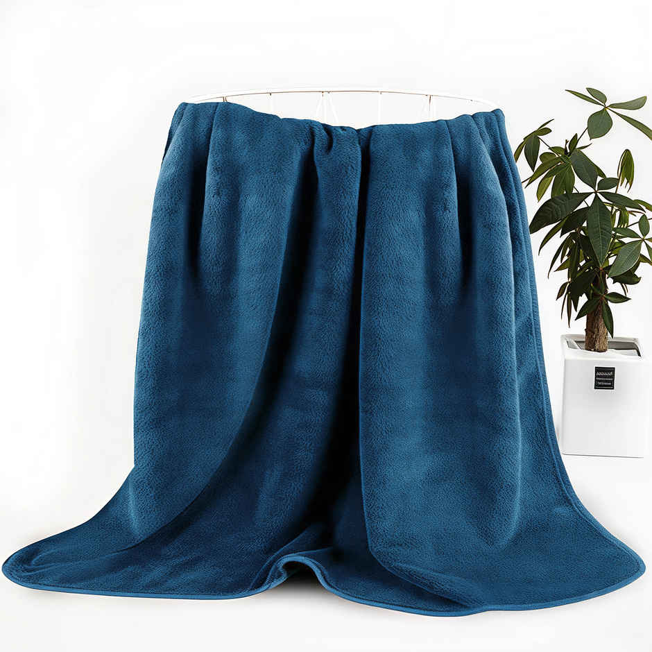 Story@Home Microfiber Towels | Solid Bath Towel | 400 GSM | XL | Blue