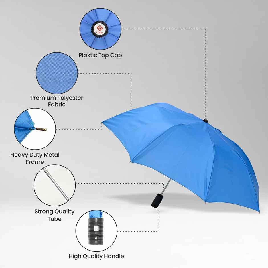 EUME Leatrix 21 Inch 2 Fold Auto-Open Lemon Umbrella | Blue