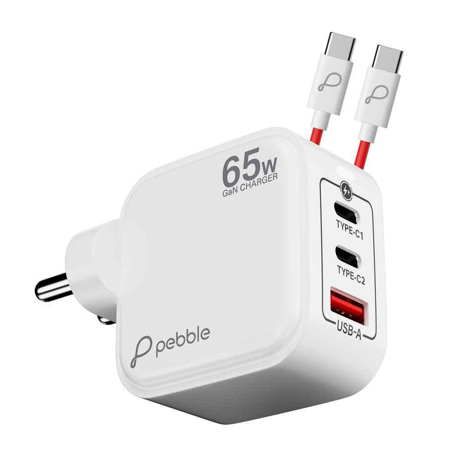 Pebble PWC121 65w 3 Ports 2 Type C | 1 USB Gan Charger