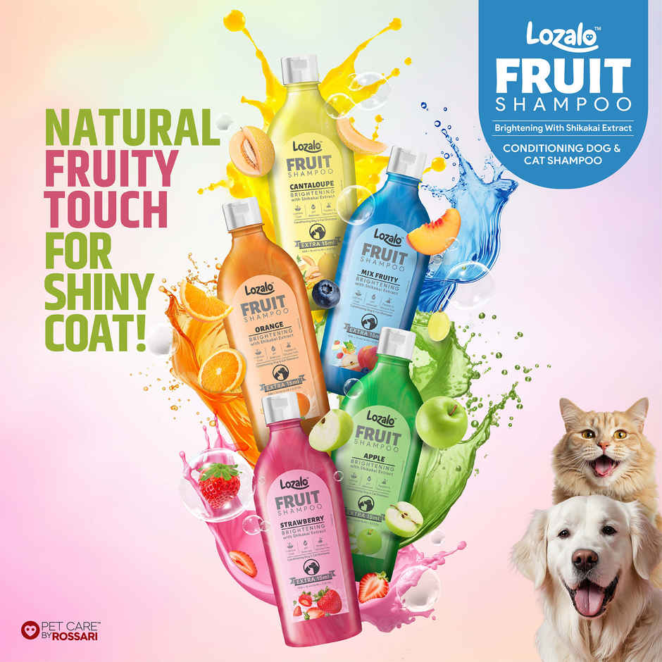 Lozalo Fruit Pet Shampoo Strawberry pH Balanced Paraben Free for Dogs and Cats
