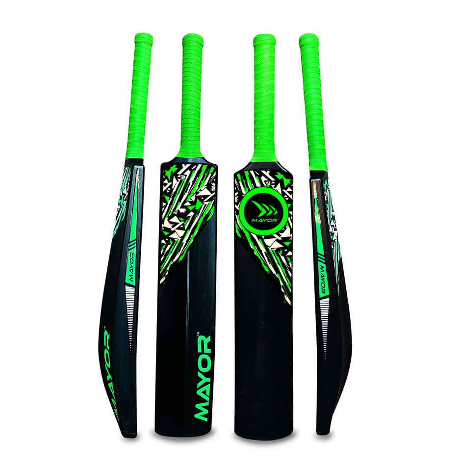 Mayor Blaster Cricket Bat for Kids & Adults| Practice Bat | PVC-Plastic Cricket Bat | Black-Green
