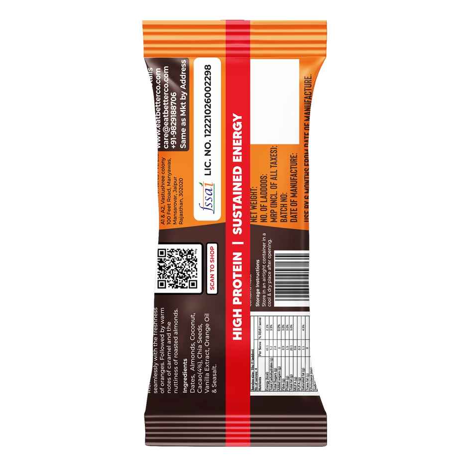 Eat Better Co - Orange & Chocolate Laddoos - No Added Sugar - High Protein, 100% Natural