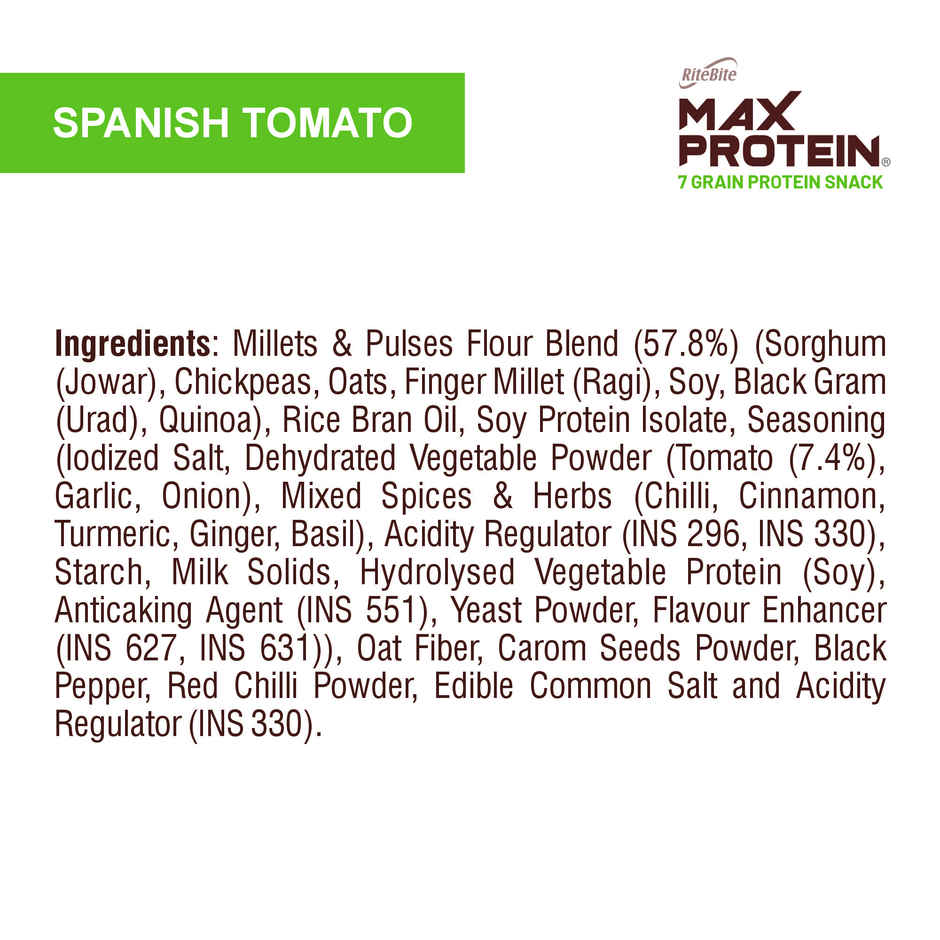 RiteBite Max Protein Spanish Tomato 10 G Multigrain Protein Chips, Healthy Snacks & Munchies