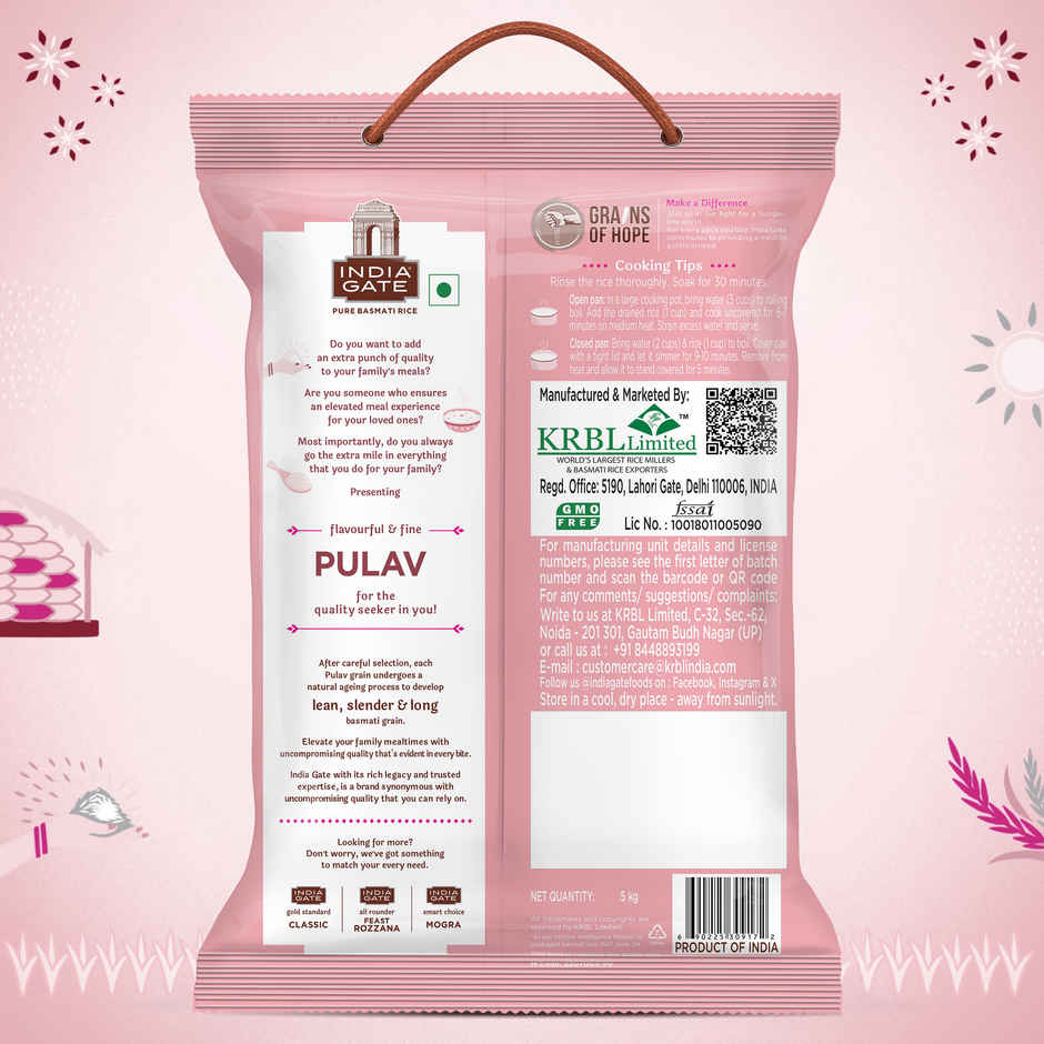 India Gate Pulav Basmati Rice | Lean Slender Grains