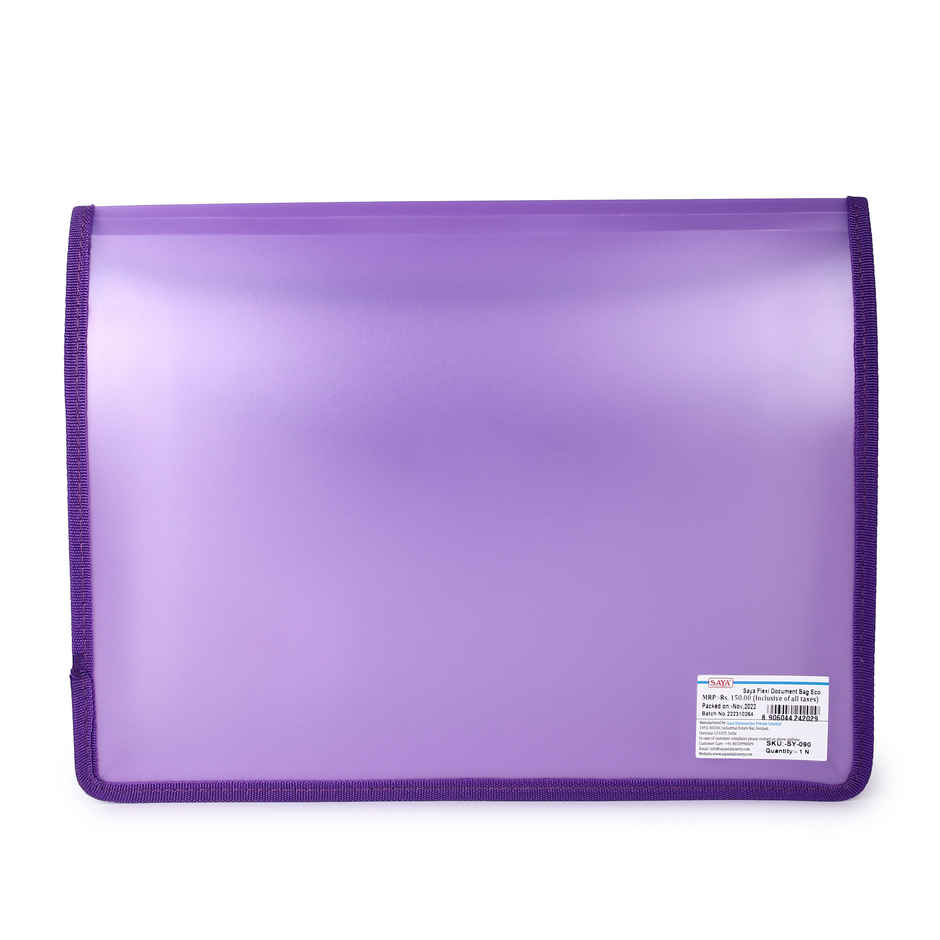 Saya Eco Flexi Document Bag - Transparent FS-Size Organizer | Assorted