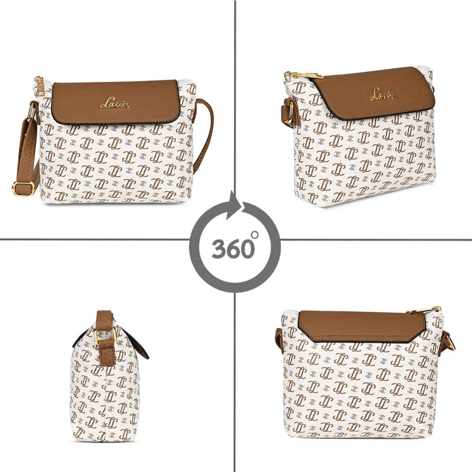 Lavie Women's Mono Ll Rio Flap Crossbody Sling Bag | Ladies Purse Handbag | Off White