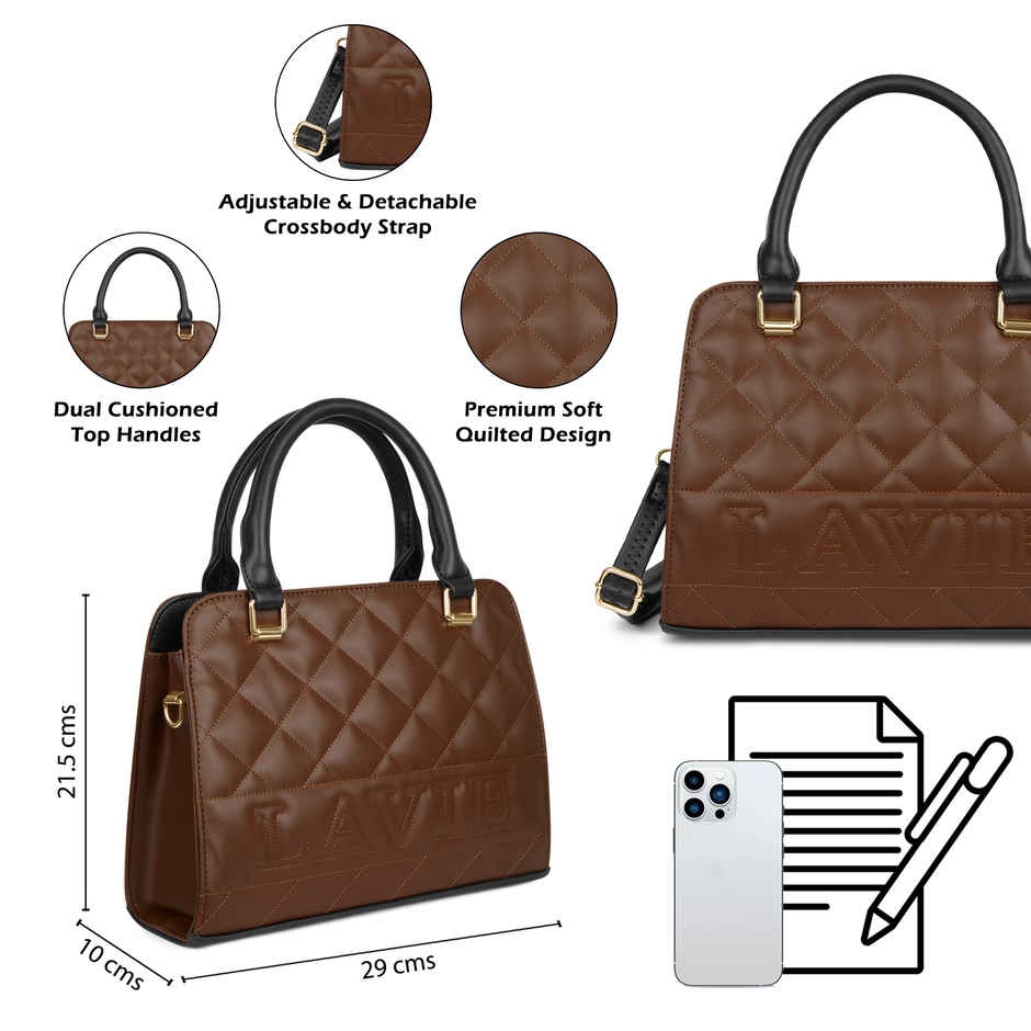 Lavie Womens Quilt Joanna Small Satchel Handbag D Tan