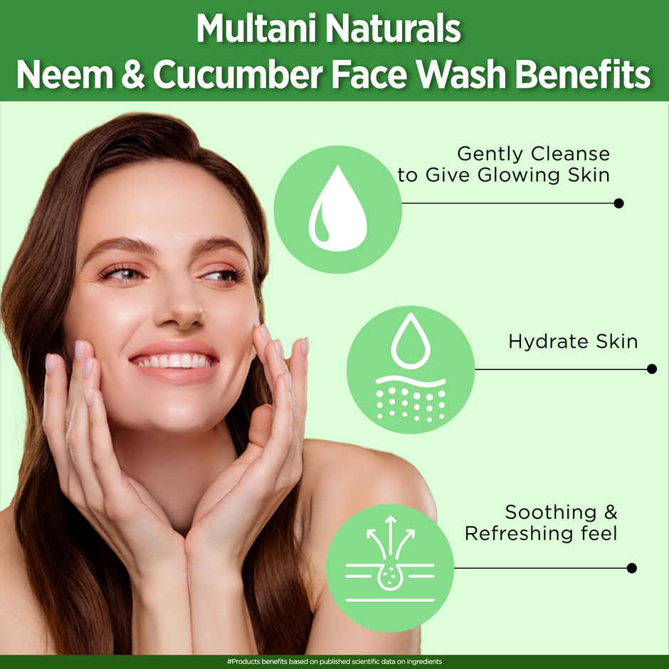 Multani Naturals Neem and Cucumber Face Wash Useful in Acne & Scars Hydrates the Skin