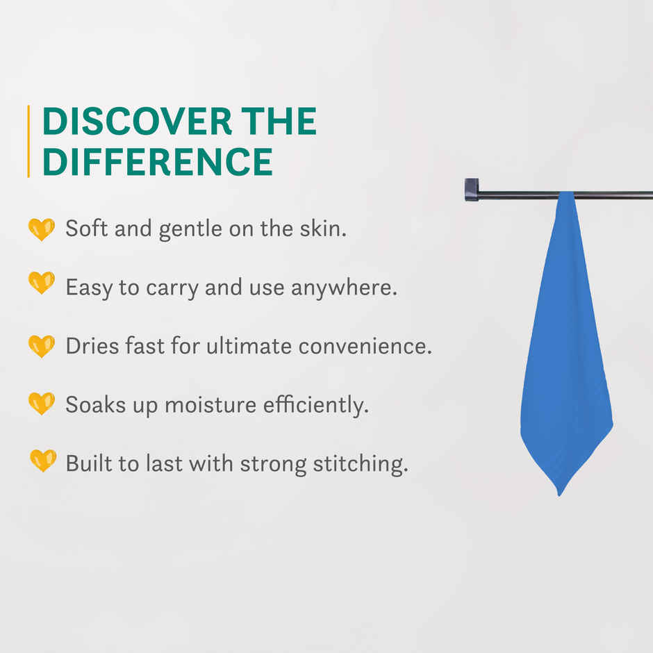 Home Elegance by myTrident Comfort Living Cotton Hand Towel Set | 40cm x 60cm | 400 GSM | Ocean Blue