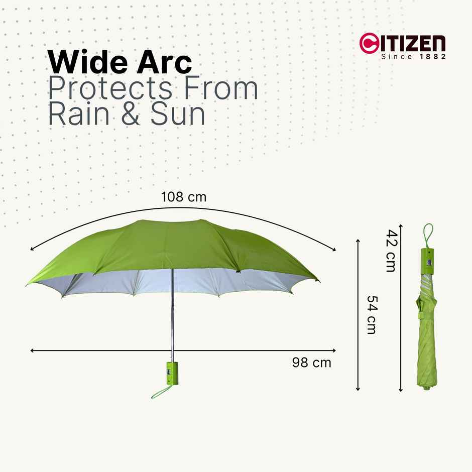 Citizen Mono Silver Umbrella | Lime Green | 21 Inch | 2 Folds