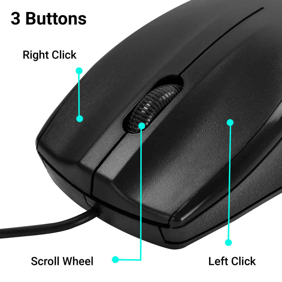 Zebronics JUDWAA 750 Wired Keyboard And Mouse Combo With 104 Keys And A Usb Mouse With 1200 Dpi - Black