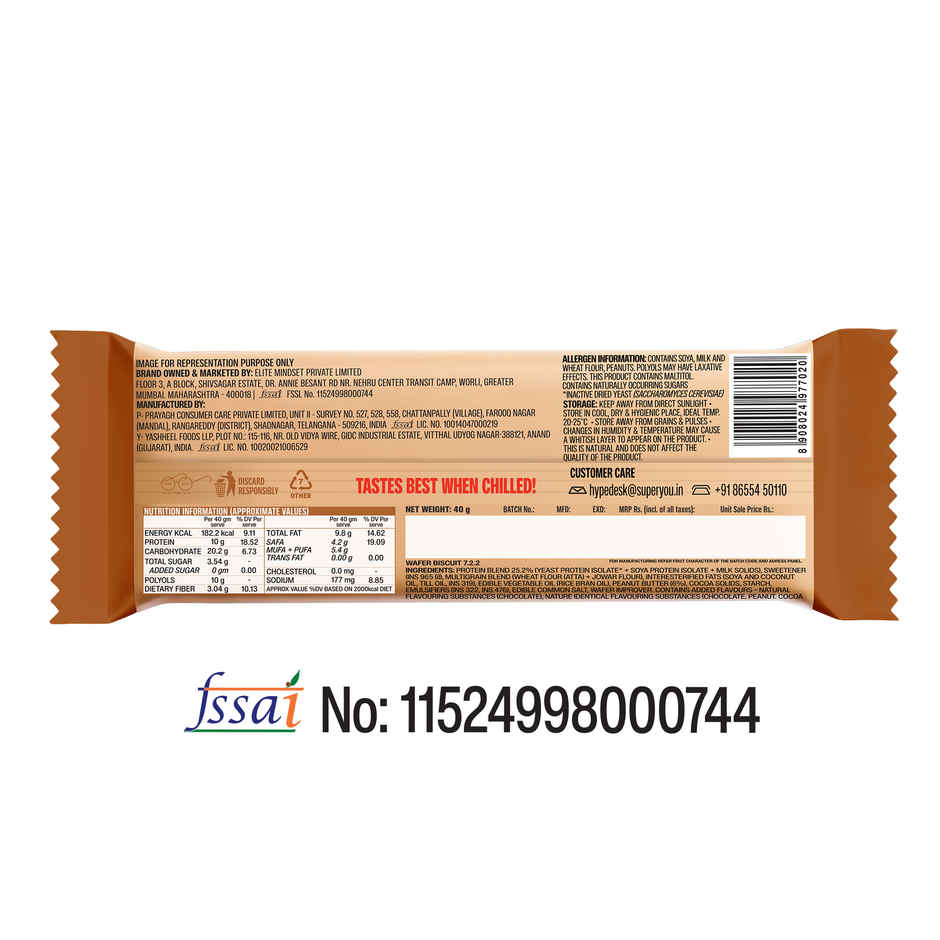 SuperYou 10g Protein Wafer Bar - Choco Peanut Butter (Made with Atta & Jowar. No Added Sugar.)