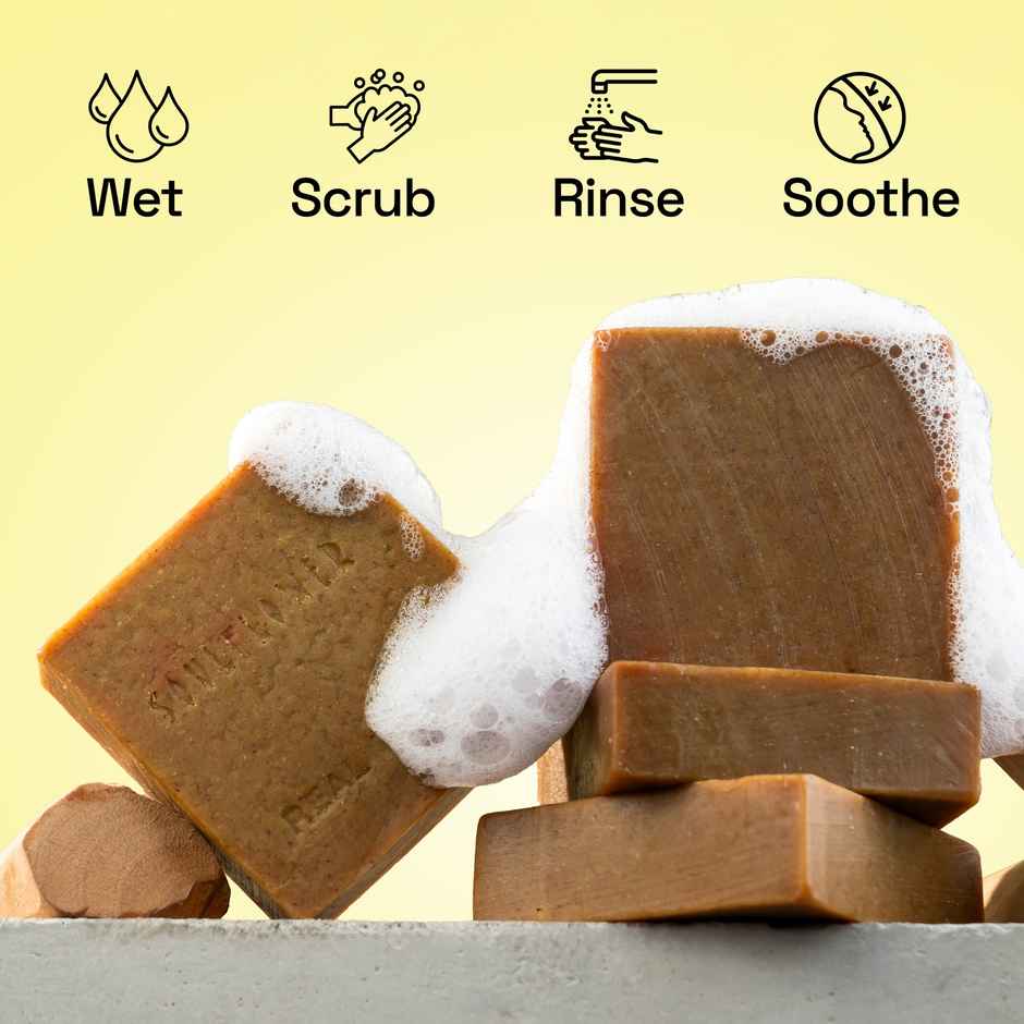 Soulflower Sandalwood Scrub Soap for Tan Removal & Skin Protection | Natural | 1 Pc