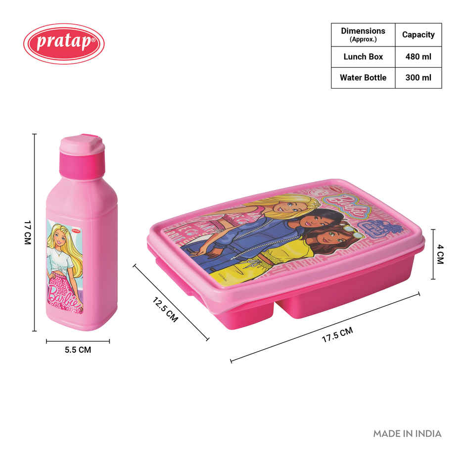 PRATAP Fun Time Junior Gift Set Lunch Box and Water Bottle DPink LPink Barbie