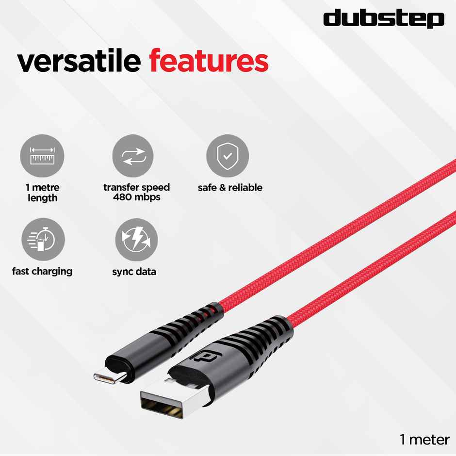 Dubstep Blaze Ultra 30W 3.5A Fast Charging Usb A To Type C Cable (Red)