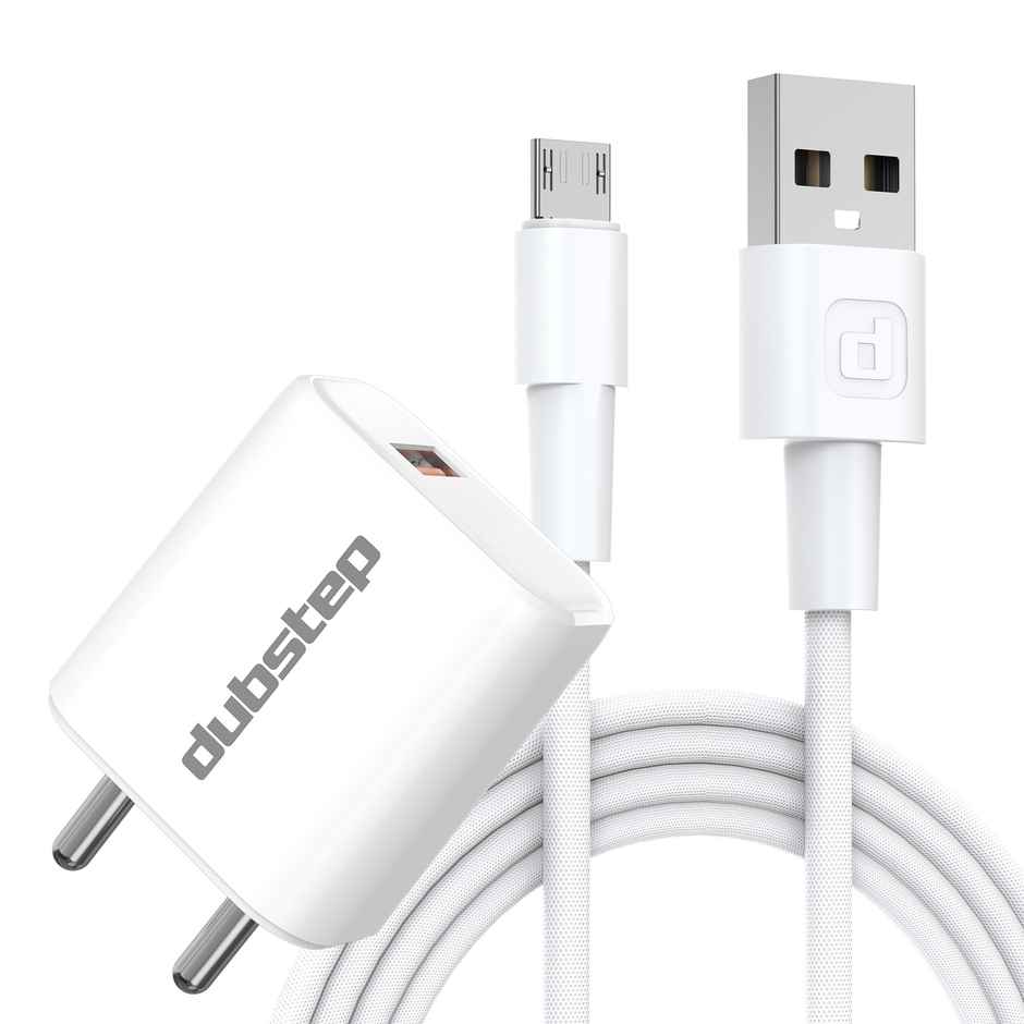Dubstep Sprint 12W Charger ( Adapter with Cable USB-A To Micro USB, White)