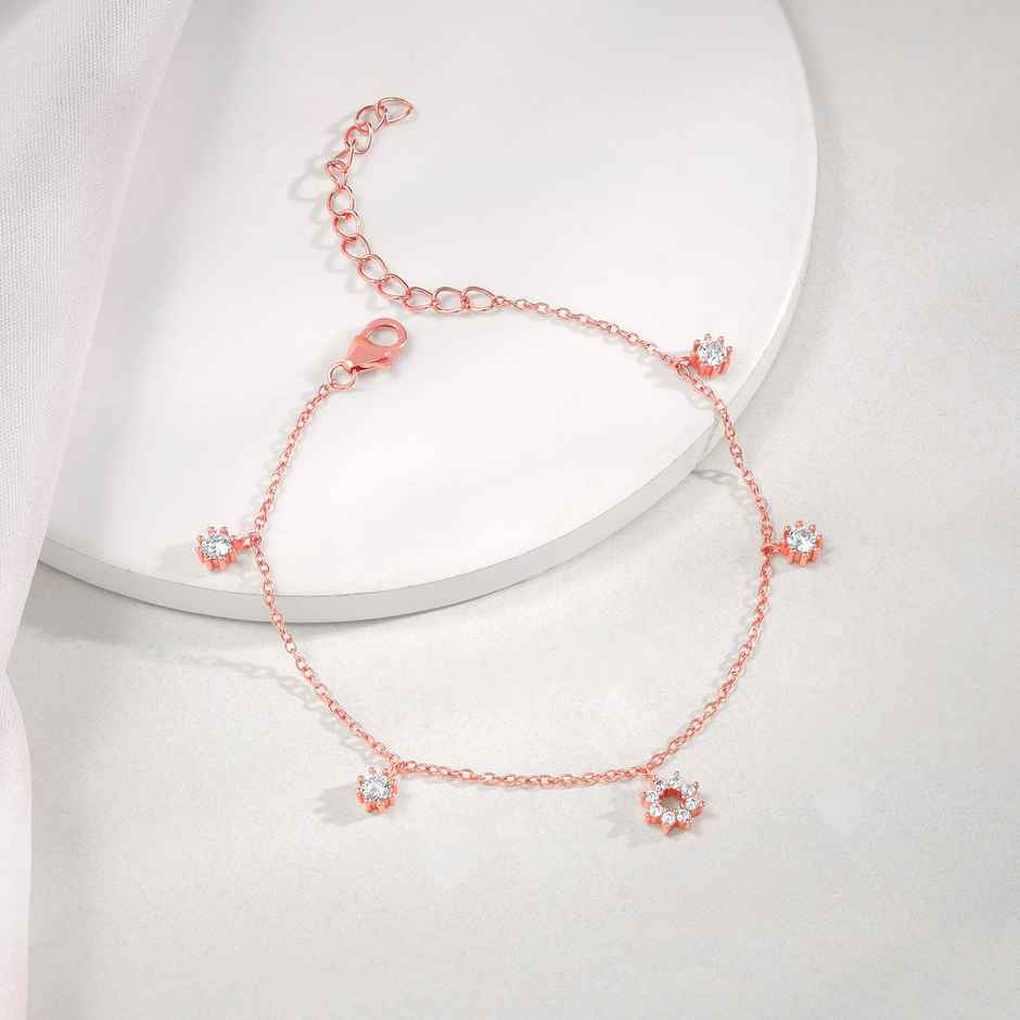 Giva Anushka Sharma Rose Gold Flower Charm Bracelet | BR0112