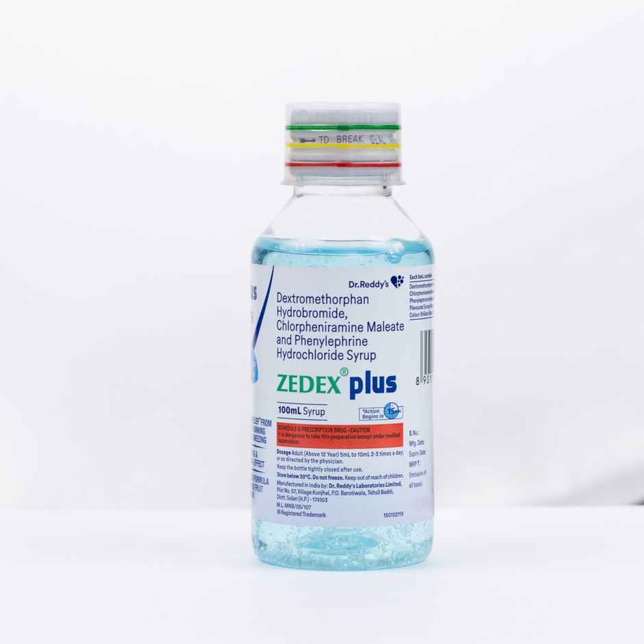 Zedex-Plus Mix Fruit Flavour Sugar Free Dry Cough Syrup