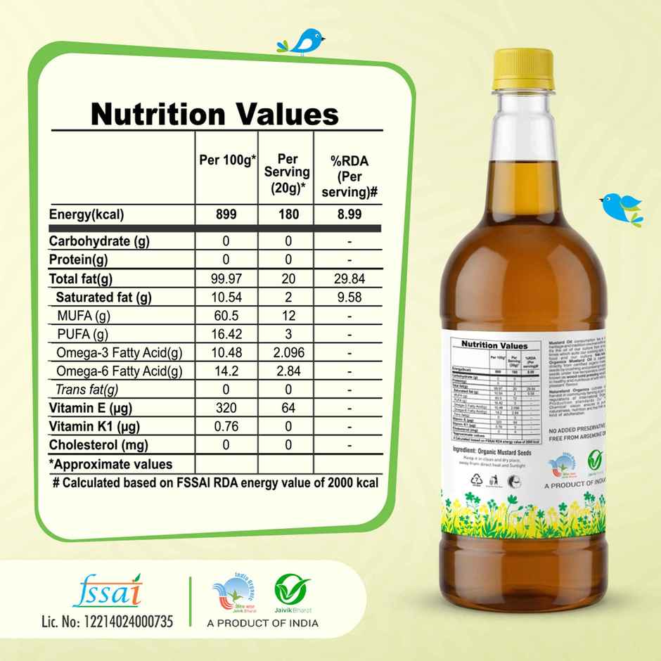 Natureland Organics Mustard (Sarson) Cold Pressed Oil | Kacchi Ghani