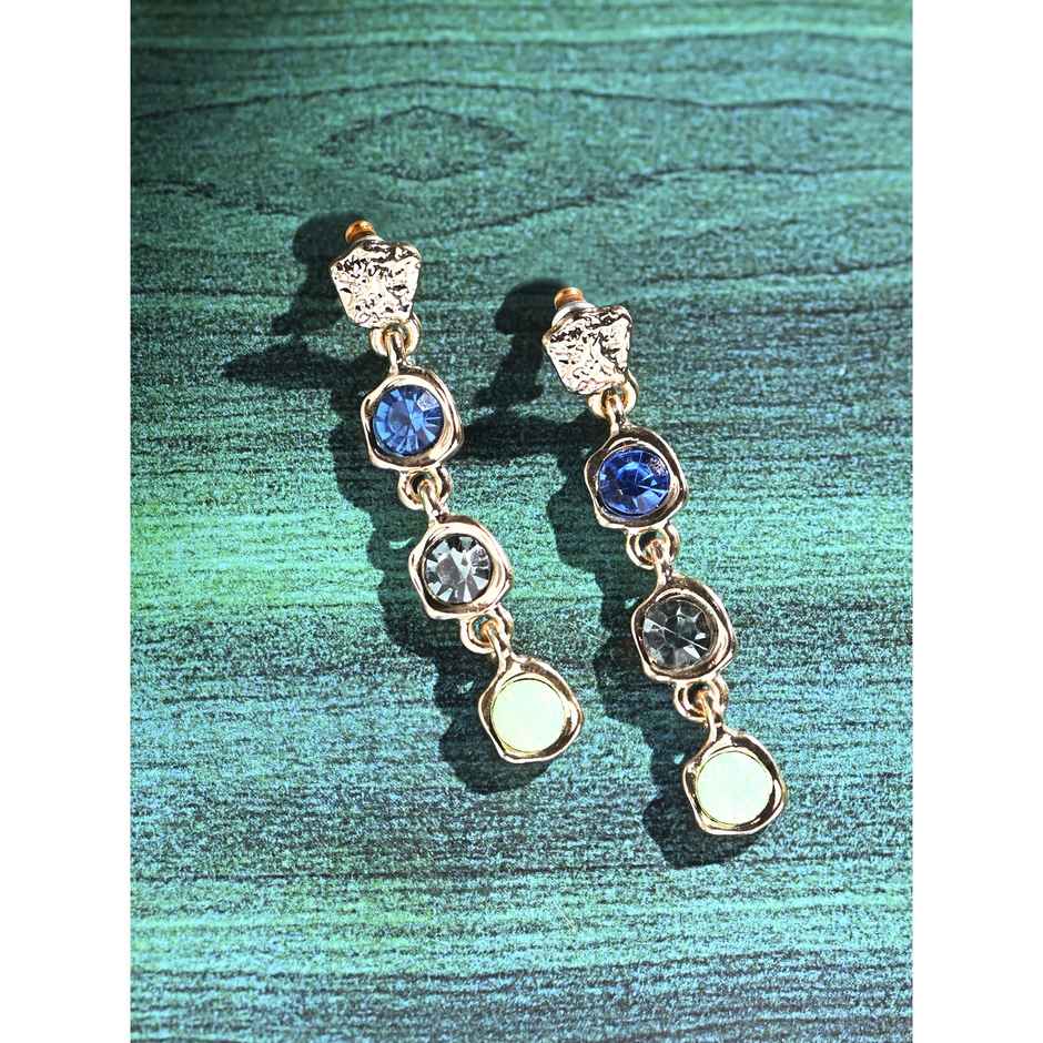 Accessorize London Women's Multi Organic Molten Gem Long Drop Earrings - Green