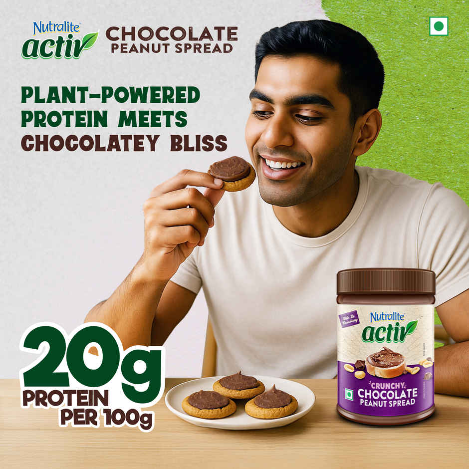 Nutralite Activ Peanut Spread | Chocolate Crunchy | 20g Protein per 100g