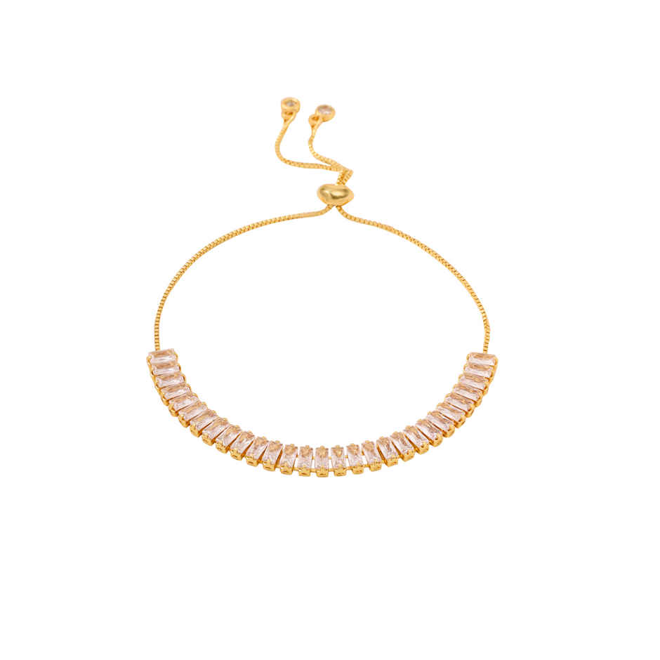 Yellow Chimes Rose Gold Adjustable Tennis Bracelet for Women