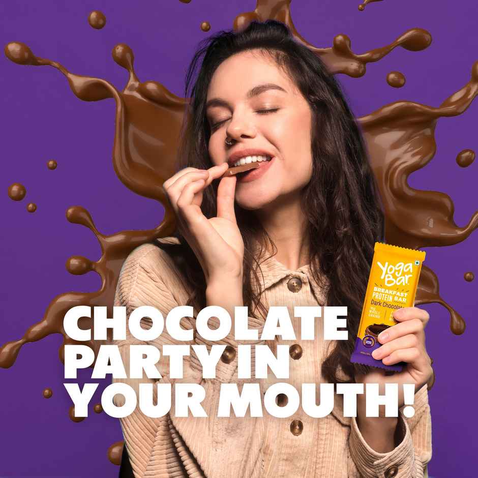 Yoga Bar Breakfast Protein Bar Dark Chocolate, 4g Protein, 17g Whole Grain, Fibre Rich, Millets,Oats