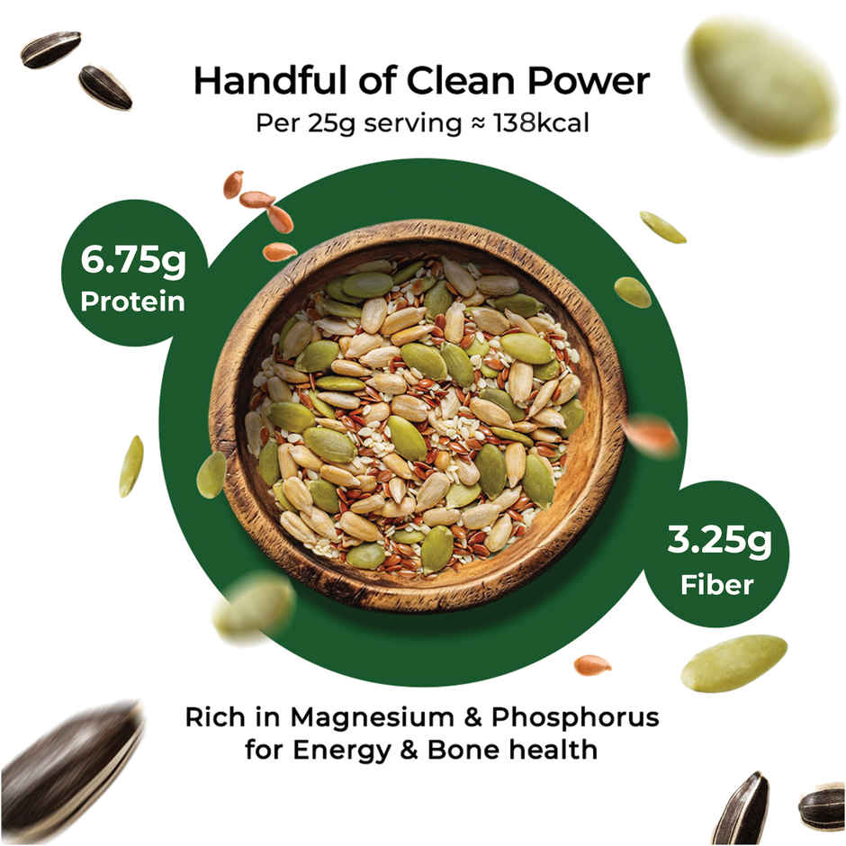 Khetika Super Seed Mix Rich in Protein 52g, Pumpkin, Sesame, Watermelon, Sunflower, Flax, Chia Seeds
