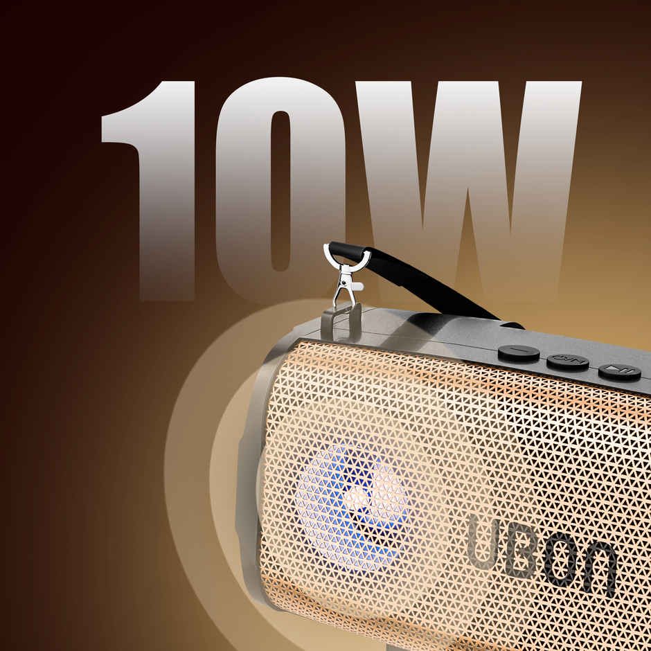 UBON Shahenshah 20W Bluetooth Speaker with Upto 10 Hrs Playtime, 2000 mAh Battery, RGB lights, BT V5.3 (Gold)