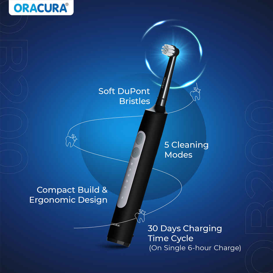 Oracura OB200 Oscillating Rechargeable Electric Toothbrush Black