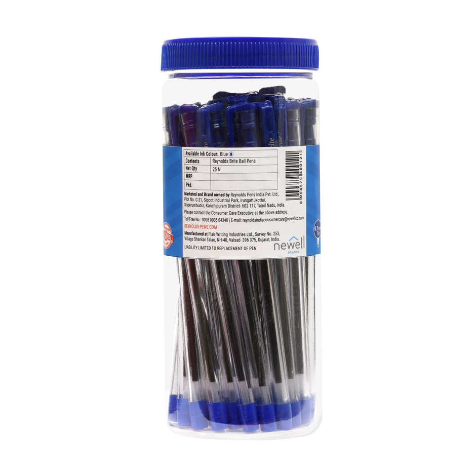 Reynolds Brite Ball Pen Set (25 Blue Pens Jar)