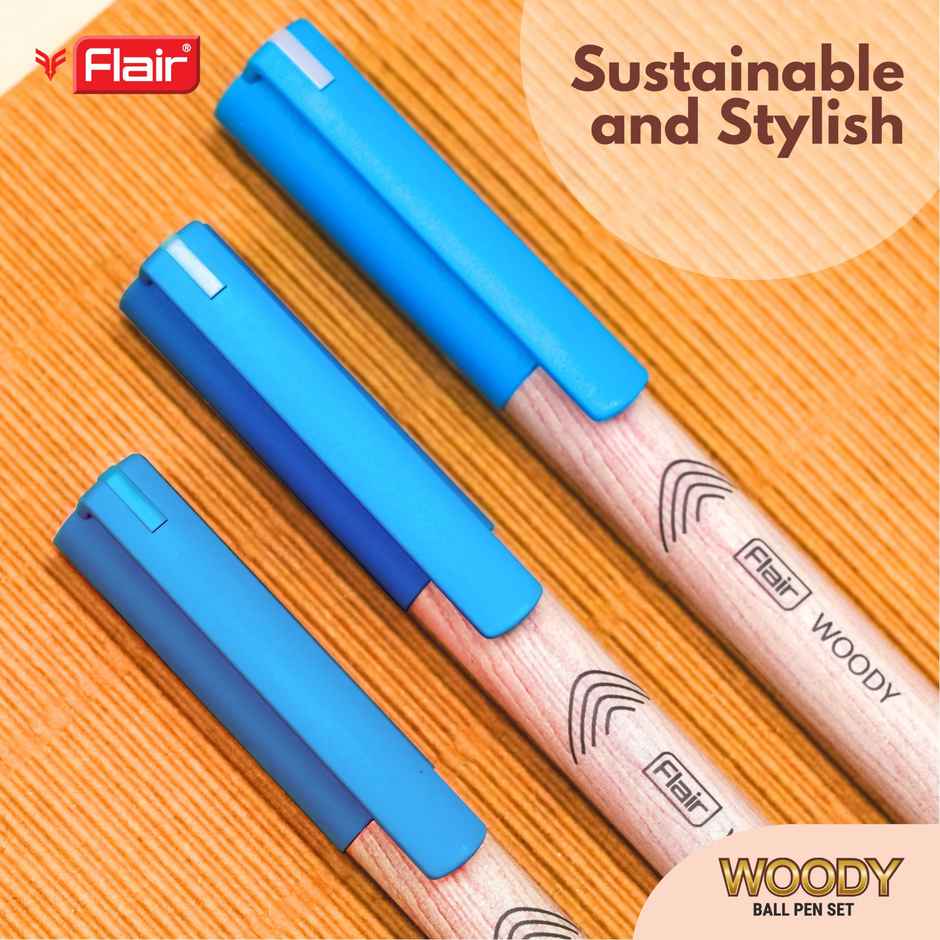 Flair Woody Ball Pen Blue Pack Of 5